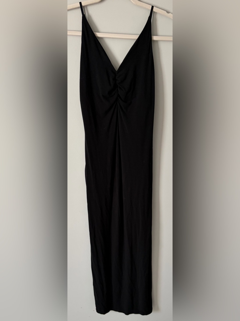 Black V-Neck Straight Leg Slip Dress
